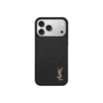YSL Leather iPhone Case Black With Magsafe Design