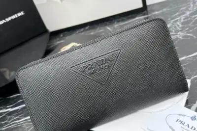 Prada Saffiano Leather Long Wallet Black