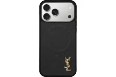 YSL Leather iPhone Case Black With Magsafe Design