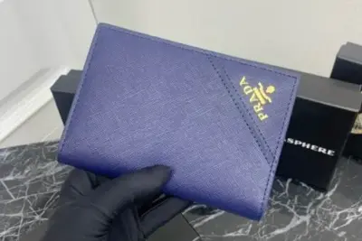 Prada Saffiano Leather Wallet 10cm Purple