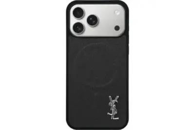 YSL Leather iPhone Case Black With Magsafe Design