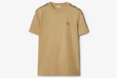 Burberry Check Trim Cotton T-shirt Flax