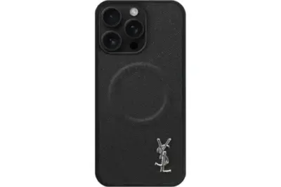YSL Leather iPhone Case Black With Magsafe Design