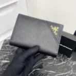 Prada Saffiano Leather Wallet 10cm Black