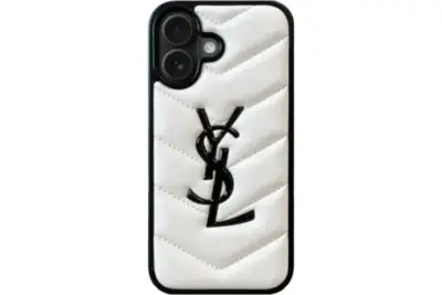 YSL iPhone Case White Leather