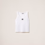 Miu Miu Ribbed Jersey Top White