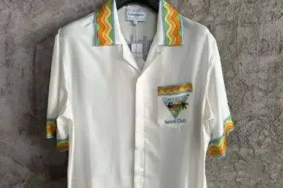 Casablanca Cubism Tennis Club Silk Shirt White