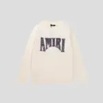 AMIRI Monogram Intarsia Crewneck Sweater Cream
