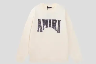 AMIRI Monogram Intarsia Crewneck Sweater Cream