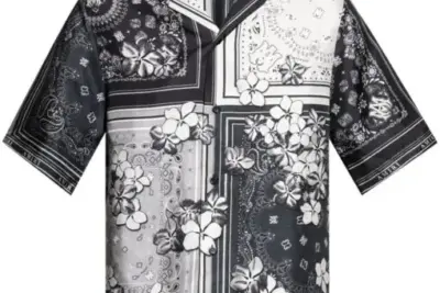 AMIRI floral print silk shirt black/white