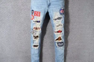 Amiri Ripped Jeans Fade Blue