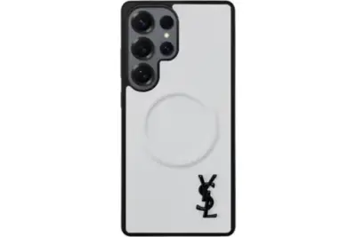 YSL Prime White Samsung Magsafe Design Case Black Logo