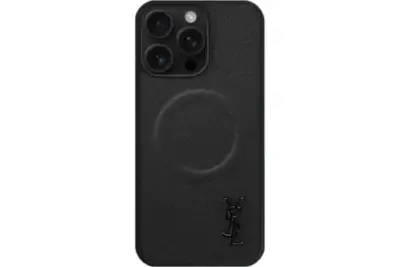 YSL Leather iPhone Case Black With Magsafe Design