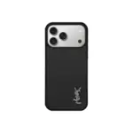 YSL Black Leather iPhone Case With Silver Logo