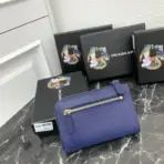 Prada Saffiano Keychain Wallet Blue - Image 3