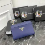 Prada Saffiano Keychain Wallet Blue
