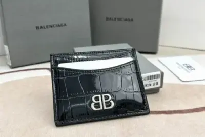 Balenciaga Wallet Crocodile Shiny Black