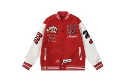 Amiri Vintage Patch Varsity Bomber Jacket Red/White