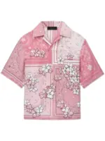 AMIRI bowling shirt with floral print pink flamingo/multicolor