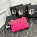 Prada Saffiano Keychain Wallet Hot Pink - Image 3