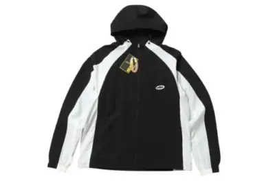 Corteiz Alcatraz Patchwork Windbreaker Jacket Black White