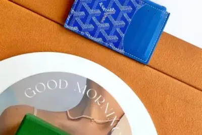 Goyard Bourbon Zipped Card Holder Blue
