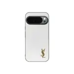 YSL Prime White Pixel Case Gold Logo