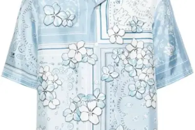 AMIRI Bandana Floral Silk Shirt Blue