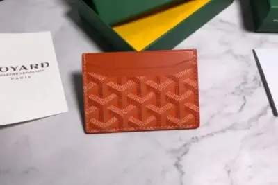 Goyard Card Holder Wallet Orange Leather for Men