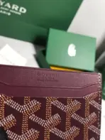 Goyard Card Holder Wallet Burgundy Canvas for Women - Image 3