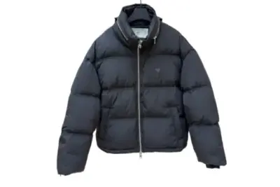 Ami Paris De Coeur Down Puffer Jacket With Signature Black Monogram