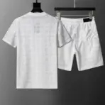 Amiri Crew Neck Short Sleeve Terry Jacquard Shorts Set White - Image 2