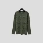 Loewe Anagram Cable-Knit Wool Sweater In Khaki Green