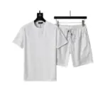 Amiri Crew Neck Short Sleeve Terry Jacquard Shorts Set White