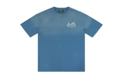 Amiri Crystal Flames Oversized T Shirt Blue Cotton