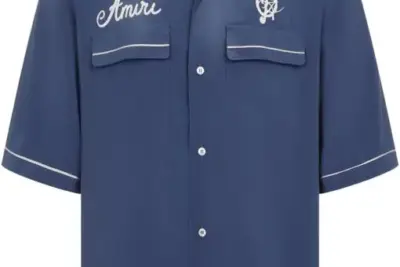 AMIRI logo print shirt navy blue