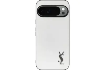 YSL Prime White Pixel Case Silver Logo