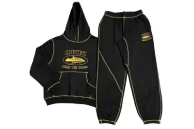 Corteiz Alcatraz Tracksuit Black Yellow Stripe
