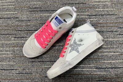 Golden Goose Mid Star Mixed Leather Glitter Sneakers