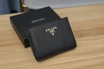 Prada Blue Bi-Fold Zip Wallet