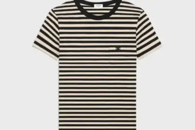 triomphe regular t-shirt in striped jersey black beige