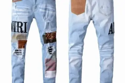 Amiri MX1-style Ripped Jeans Fade Blue
