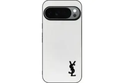 YSL Prime White Pixel Case Black Logo