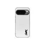 YSL Prime White Pixel Case Black Logo