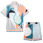 casablanca paris Court Abstrait Short Sleeve Silk Suit