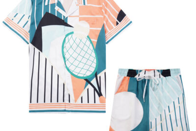 casablanca paris Court Abstrait Short Sleeve Silk Suit