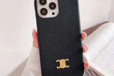 Celine iPhone Case Black Grain