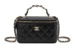 Chanel Vanity Rectangular Top Handle Bag Black & Gold