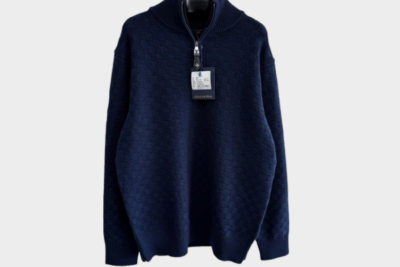 LV Cashmere-Wool Blend Half-Zip Pullover