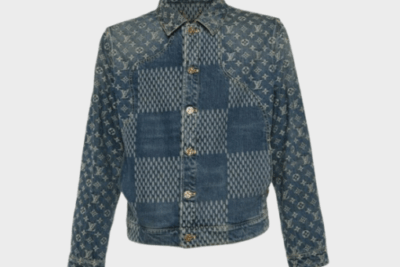 LV x Nigo Navy Blue Monogram Denim Button Front Jacket